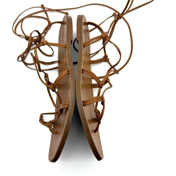 Madewell The Boardwalk Lace-Up Sandal English Saddle Brown Leather 9 L0963 - Picture 6 of 7